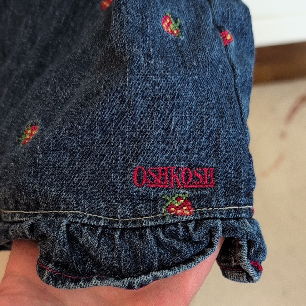 Y2k Strawberry OshKosh B'gosh Dress, Denim 18m